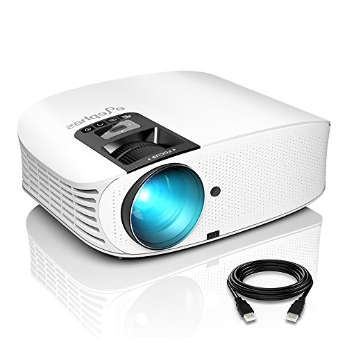 Videoproyector, ELEPHAS Overhead Projector Full HD Projector 5500 Lumens Support 1080P LED Compatible VGA HDMI AV USB Micro SD, Computer, Smartphone, Video Games, Movies, White
