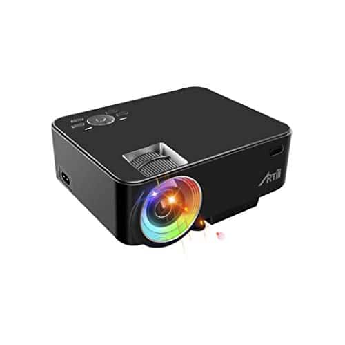 Mini proyector, proyector de video LED portátil Artlii compatible con HD 1080p, 3800 lúmenes, 200 '', proyector de video compatible con HDMI USB VGA AV iphone, Mac, Android para películas, juegos